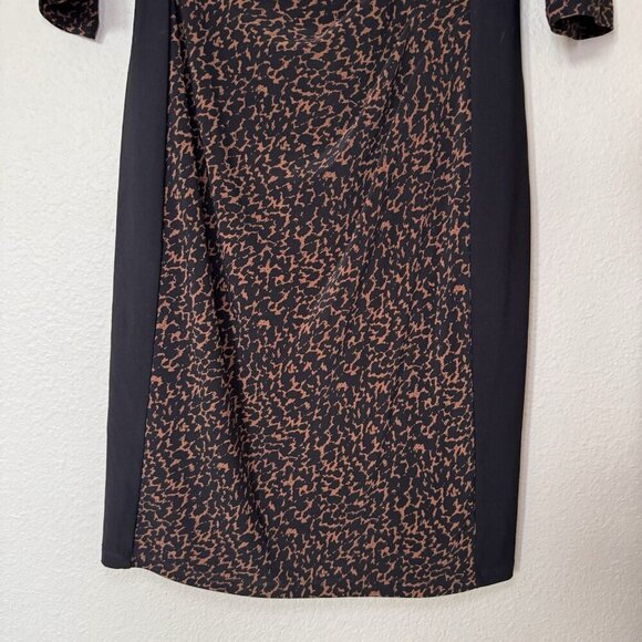 Ralph Lauren Caramel Black Contrast Panel Side Ruched Stretch Jersey Dress $139 - Picture 3 of 8